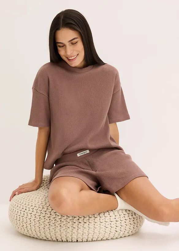 Loungewear shorty huispak van wafeljersey, bonprix