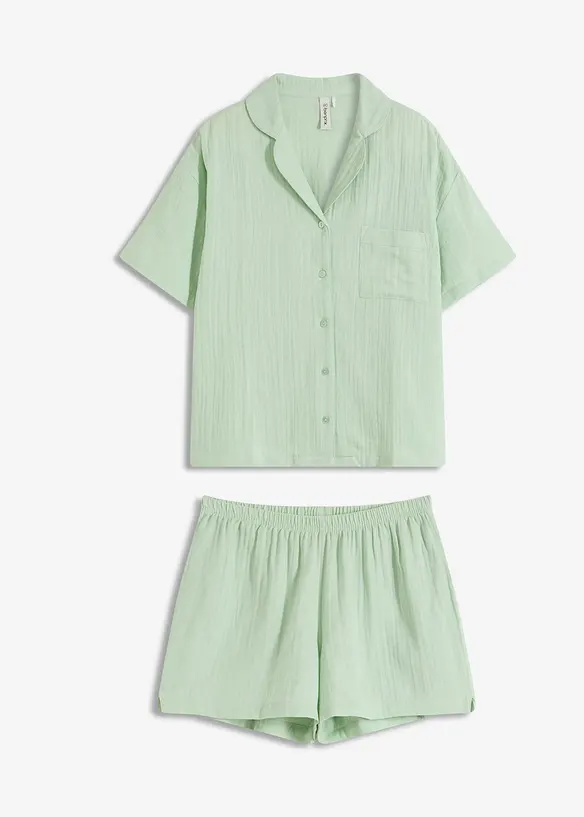 Mousseline shortama met knoopsluiting, bonprix