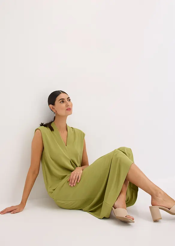 Jersey jurk van viscose piqué met schoudervullingen, bonprix