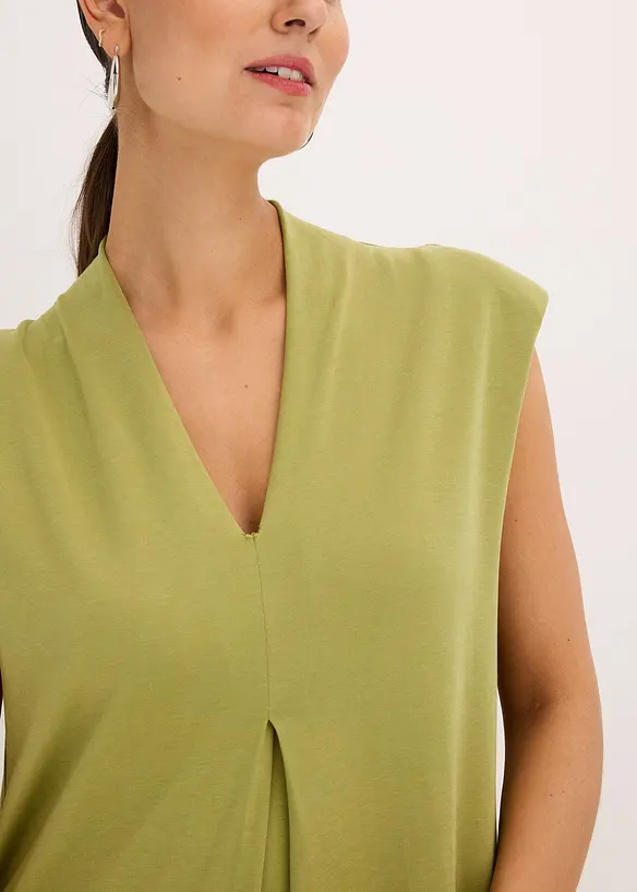 Jersey jurk van viscose piqué met schoudervullingen, bonprix