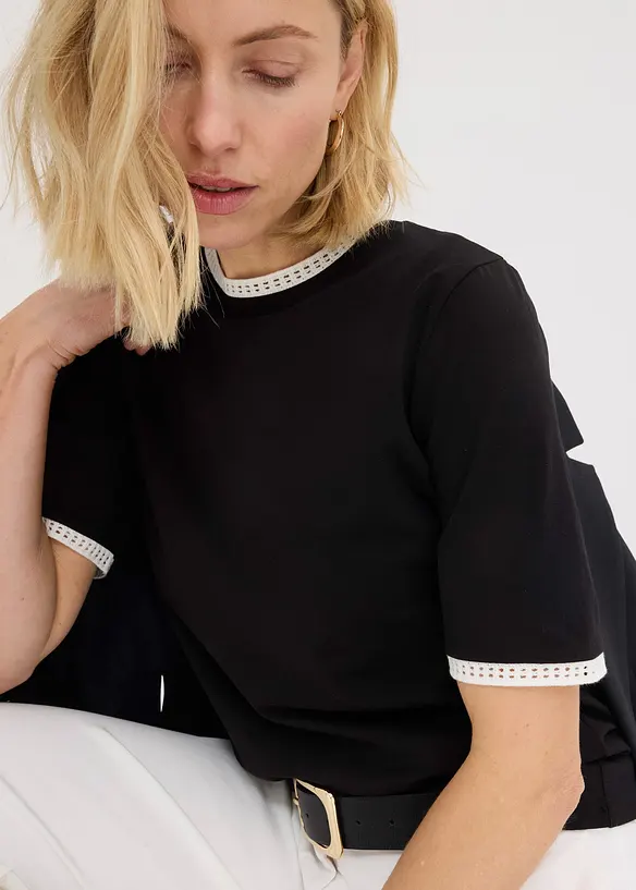 Shirt met kanten rand, bonprix