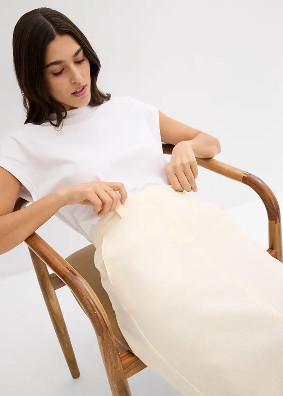 Midi rok van luchtige linnenmix, bonprix