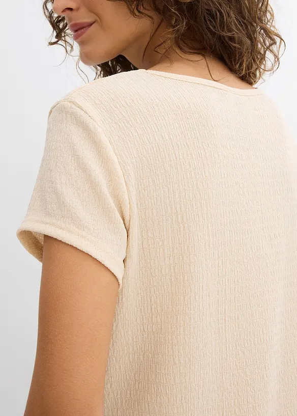 T-shirt van gestructureerde crêpe, bonprix