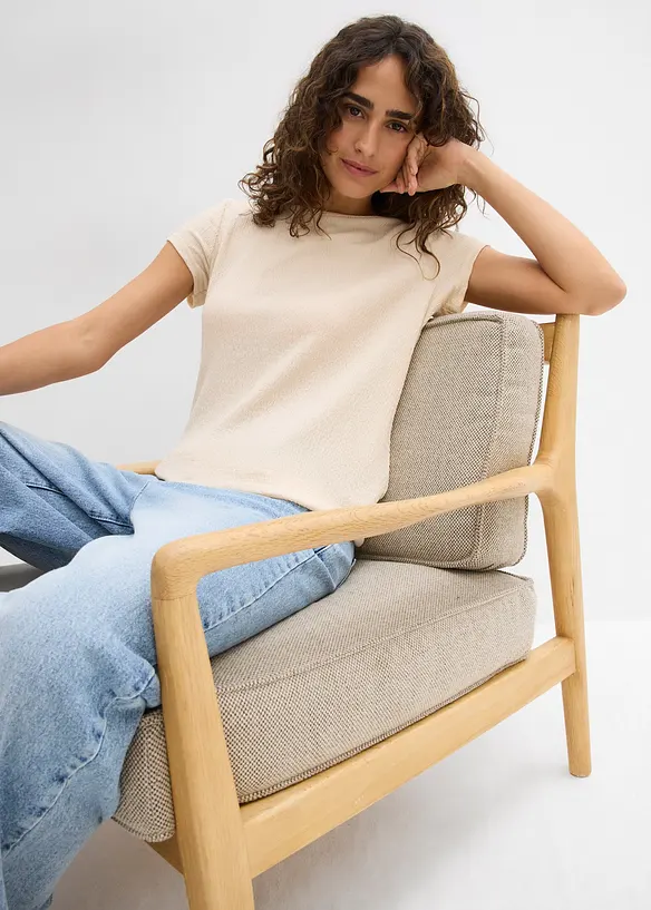 T-shirt van gestructureerde crêpe, bonprix