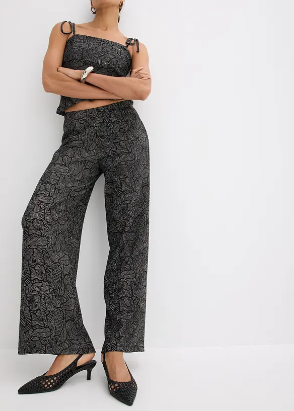 Jersey broek van gestructureerde crêpe, bonprix