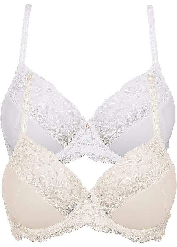 Beugel bh met fijne kant (set van 2), bonprix