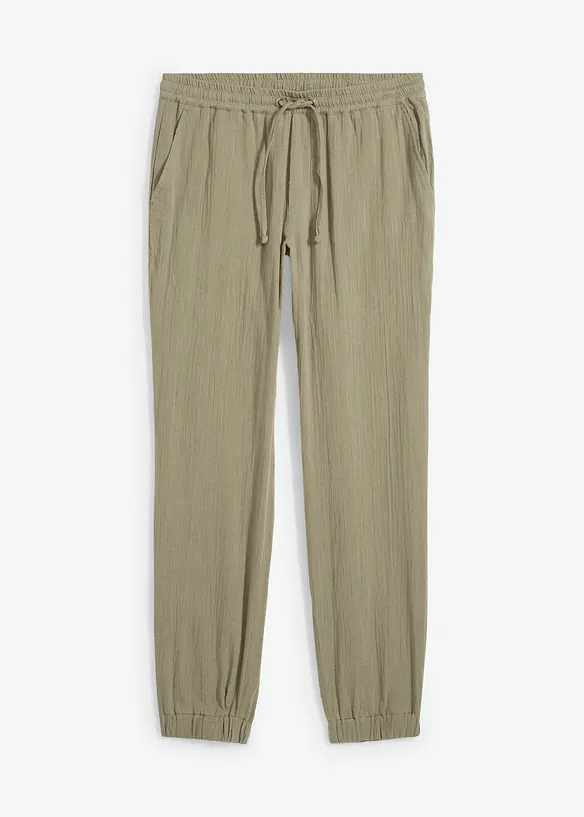 Regular fit instapbroek van mousseline, tapered, bonprix