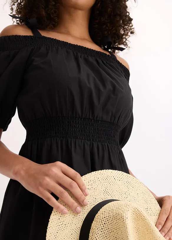 Off shoulder jurk van biologisch katoen, bonprix