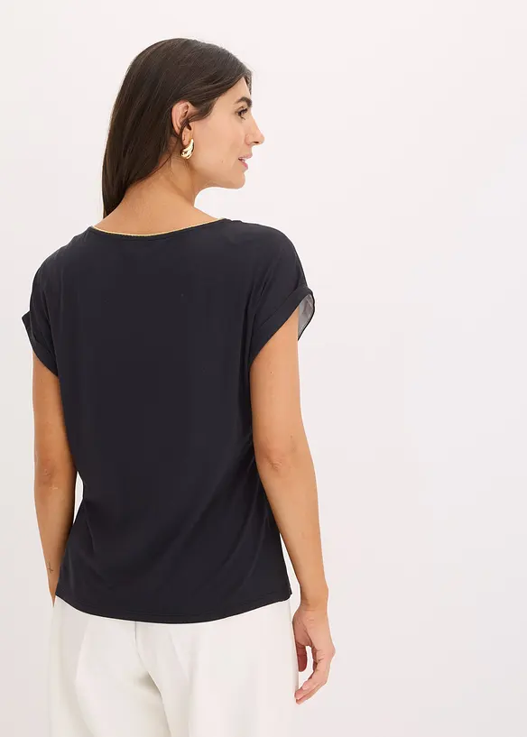Shirt met geweven inzetstuk, bonprix