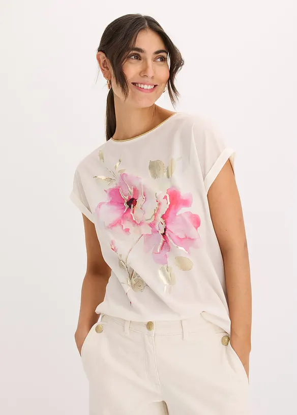 Shirt met geweven inzetstuk, bonprix