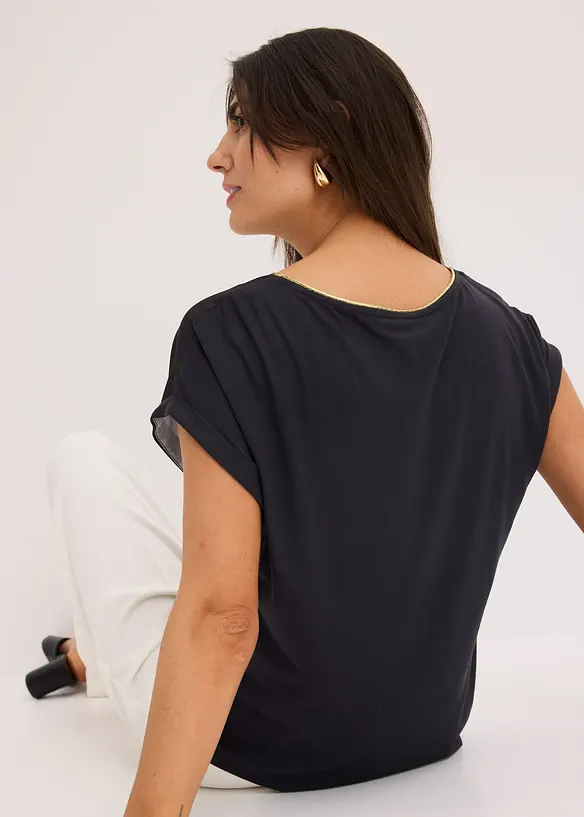 Shirt met geweven inzetstuk, bonprix