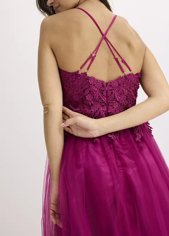 Maxi jurk van zachte tule en kant, bonprix