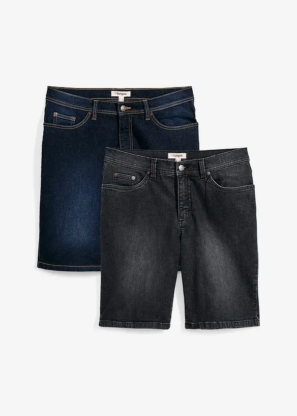 Stretch jeans bermuda, regular fit (set van 2), bonprix