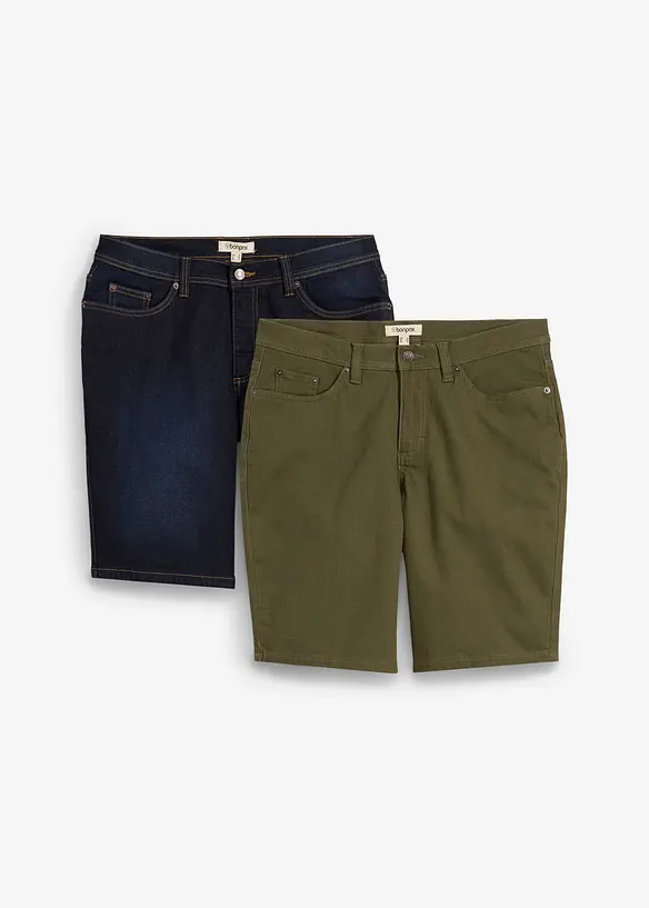 Stretch jeans bermuda, regular fit (set van 2), bonprix