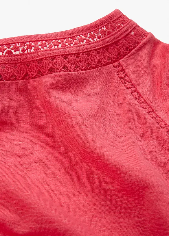 Shirt van puur linnen met kant, bonprix