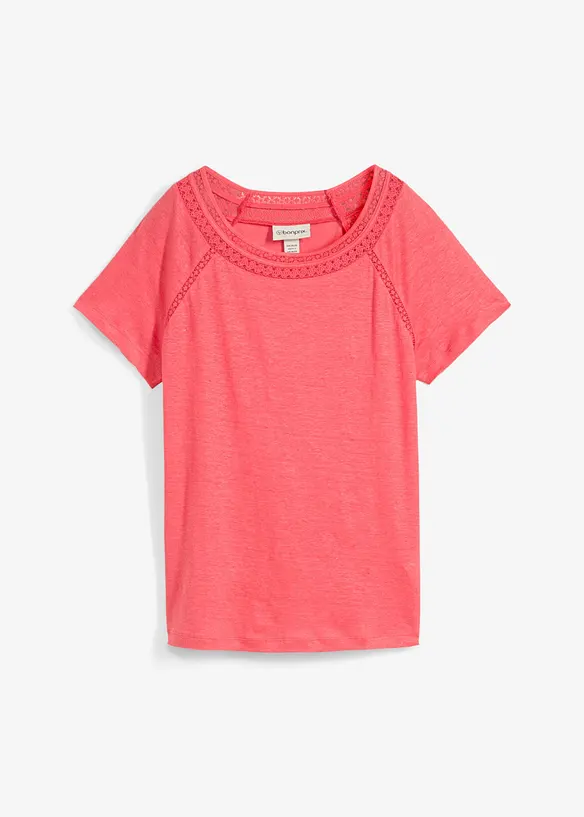 Shirt van puur linnen met kant, bonprix