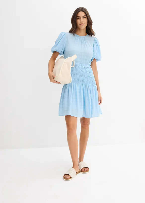 Mini jurk met gesmokt inzetstuk, bonprix