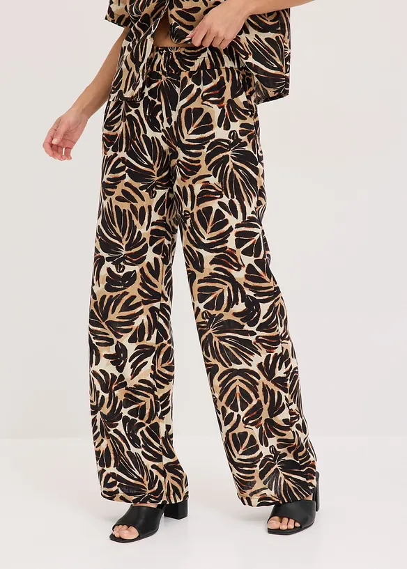 Palazzo broek in linnenlook, bonprix