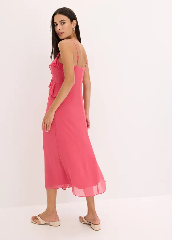 Midi jurk van chiffon met volants, bonprix