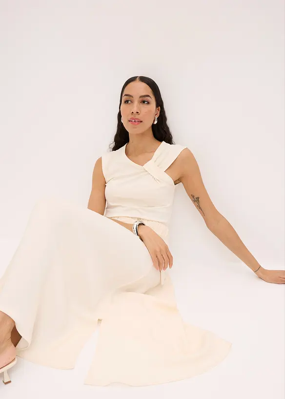 Twill rok met een vloeiende viscosemix, bonprix
