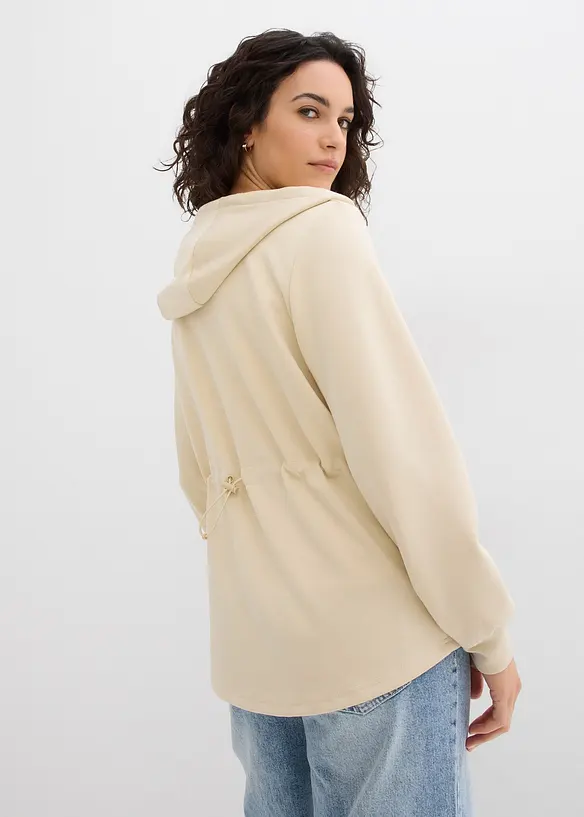 Sweatvest met capuchon en elastiek, bonprix