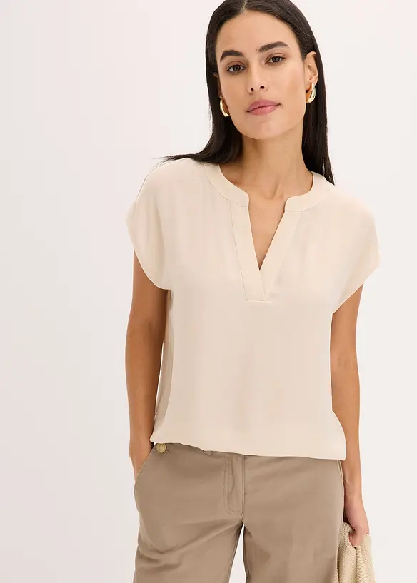 Blouse van soepel satijn met oversized schouders, bonprix