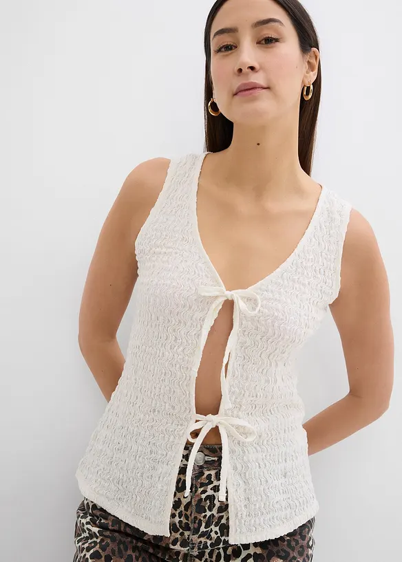 Blousetop met strikkoordjes, bonprix