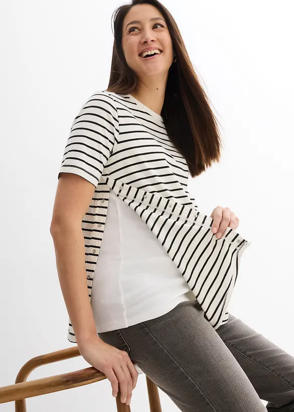 2-in-1 zwangerschapsshirt / voedingsshirt met biologisch katoen, bonprix