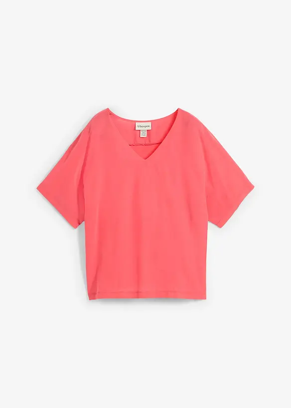Shirt met zijde en geweven inzetstuk, bonprix