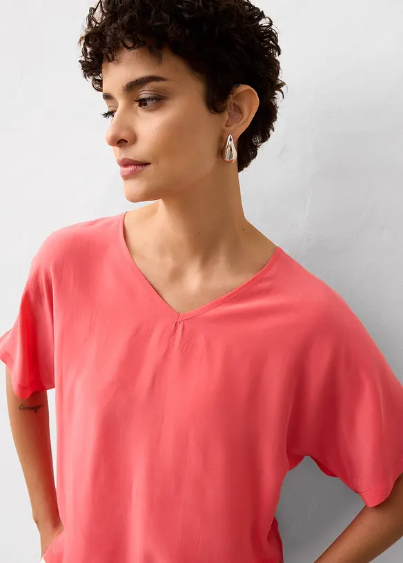 Shirt met zijde en geweven inzetstuk, bonprix
