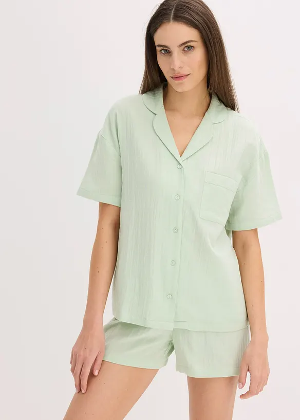 Mousseline shortama met knoopsluiting, bonprix