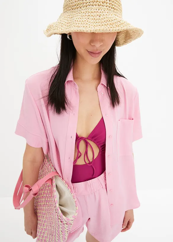 Blouse met borstzak en korte mouwen, bonprix