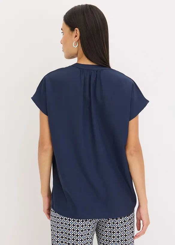 Blouse met korte mouwen en blinde knoopsluiting, bonprix