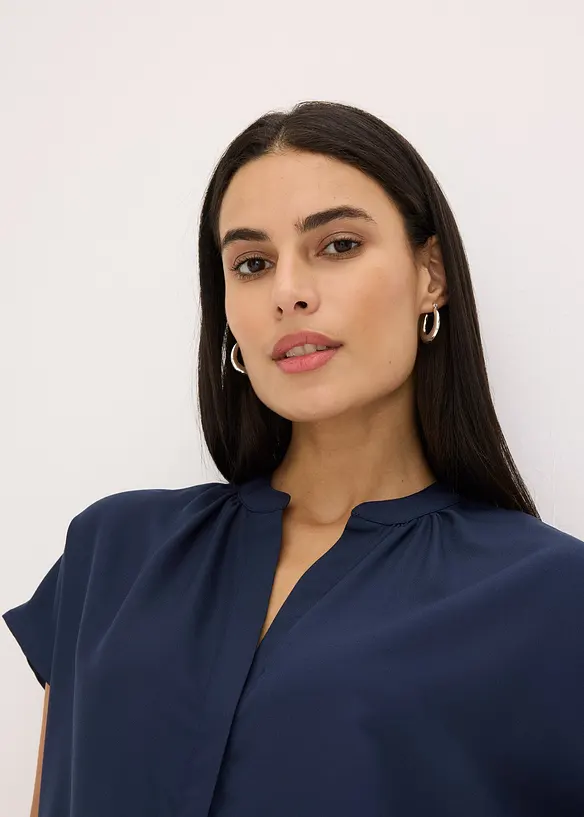 Blouse met korte mouwen en blinde knoopsluiting, bonprix