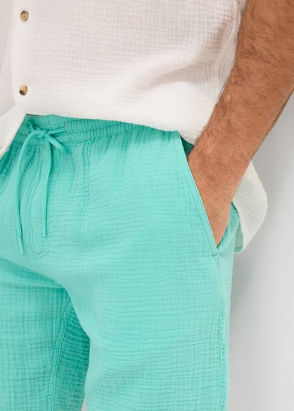 Lange short van mousseline, regular fit, bonprix