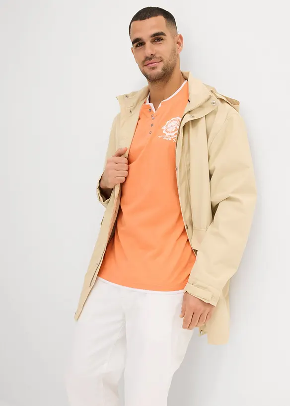 Henley shirt met korte mouwen (set van 2), van biologisch katoen, bonprix