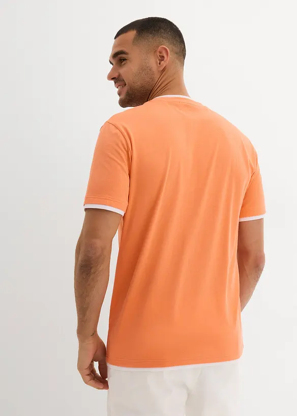 Henley shirt met korte mouwen (set van 2), van biologisch katoen, bonprix