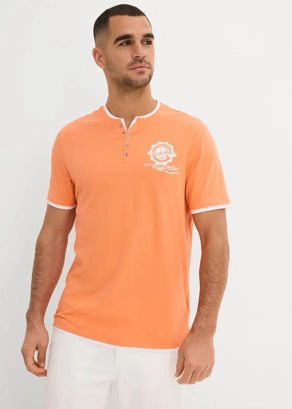 Henley shirt met korte mouwen (set van 2), van biologisch katoen, bonprix