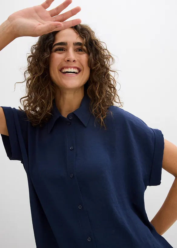 Blouse met korte mouw van gerecycled polyester, bonprix