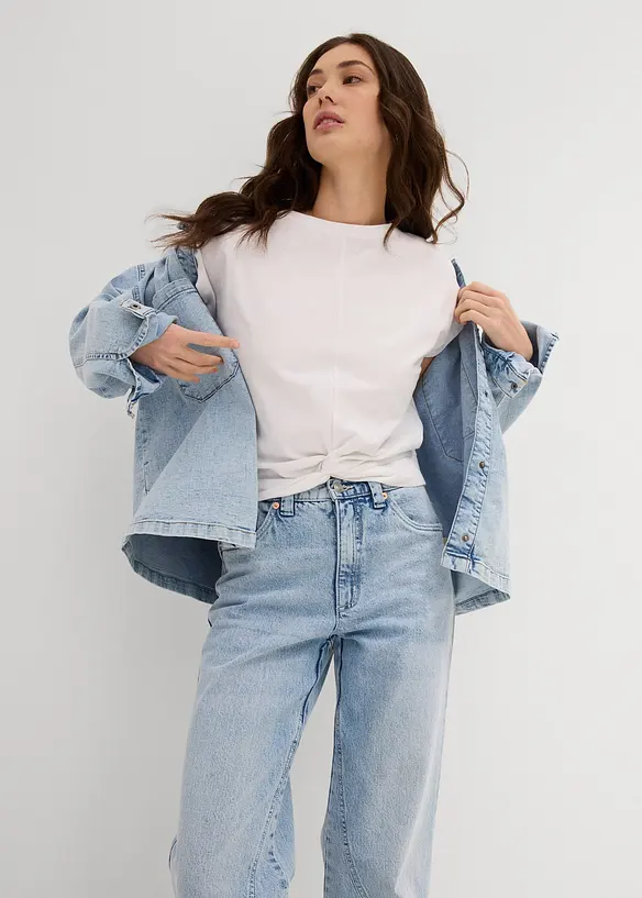 Kort T-shirt met knoopeffect, bonprix