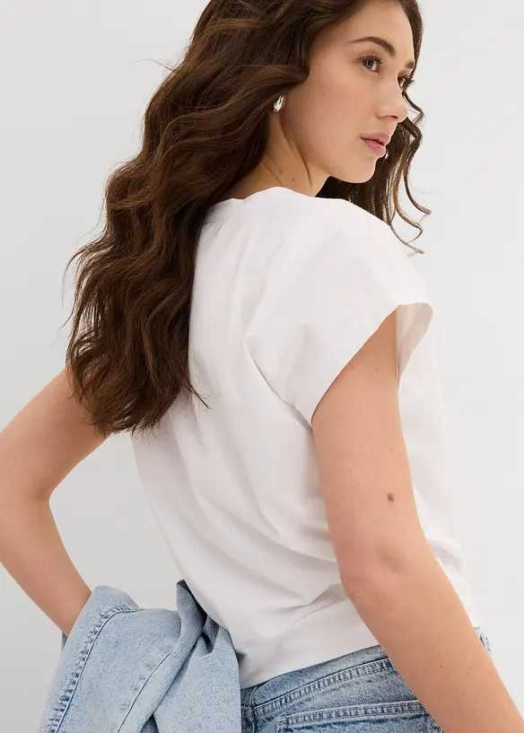 Kort T-shirt met knoopeffect, bonprix