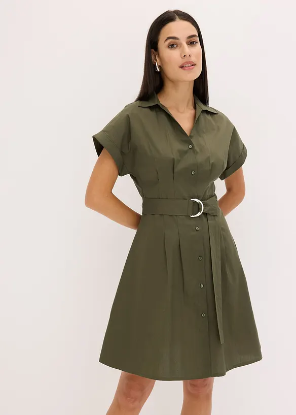 Gebloemde jurk met riem, bonprix