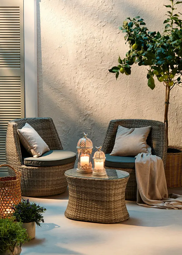 Tuinlantaarns met glas (set van 2), bonprix