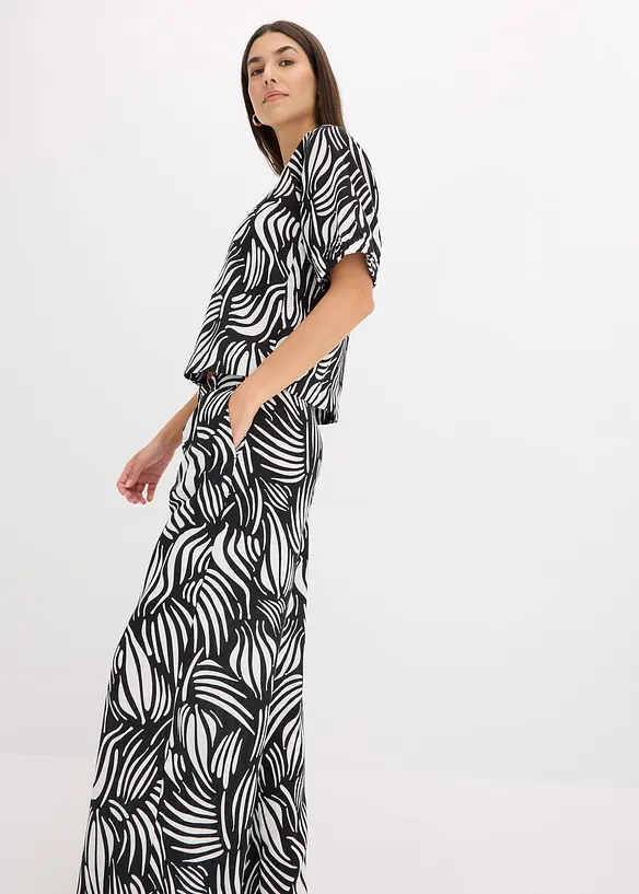 Blouse met korte mouwen in linnenlook, bonprix