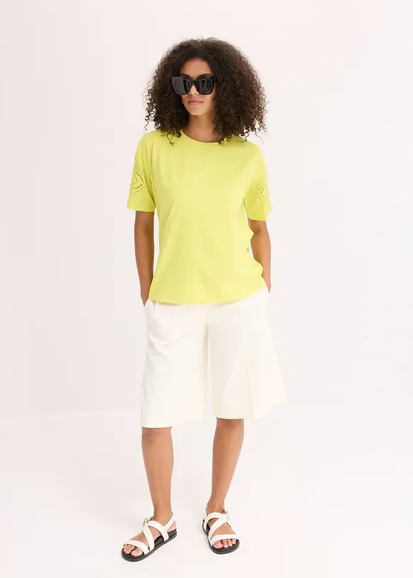T-shirt met broderie anglaise, bonprix