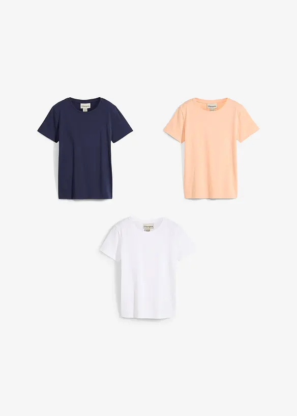 T-shirt van biologisch katoen (set van 3), bonprix