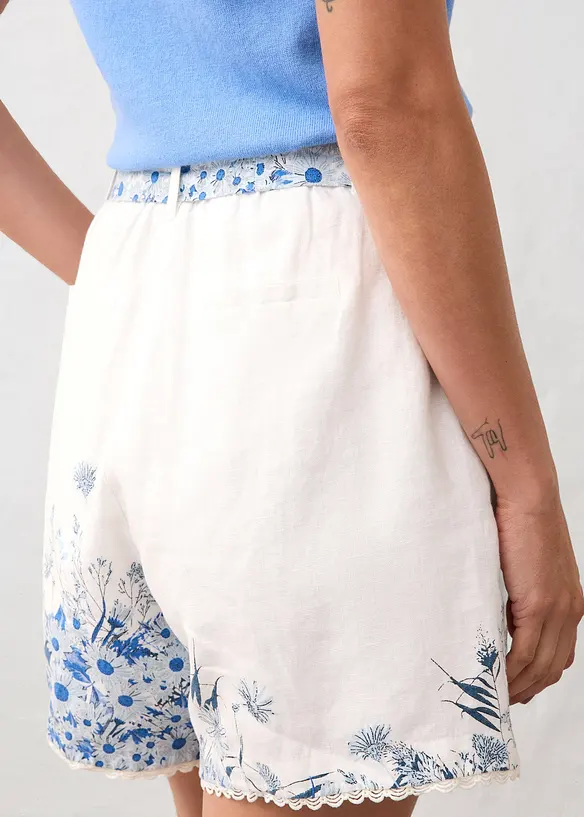 Short van linnen met een bloemenprint, bonprix