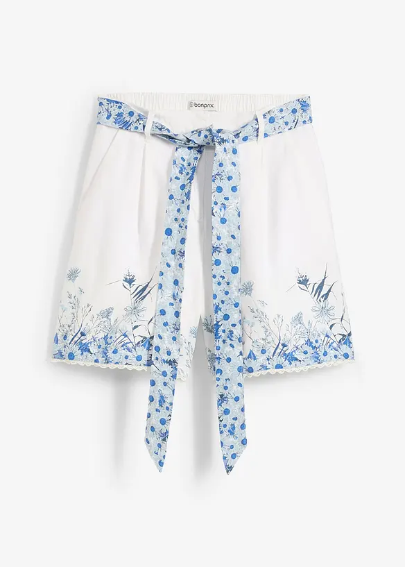 Short van linnen met een bloemenprint, bonprix