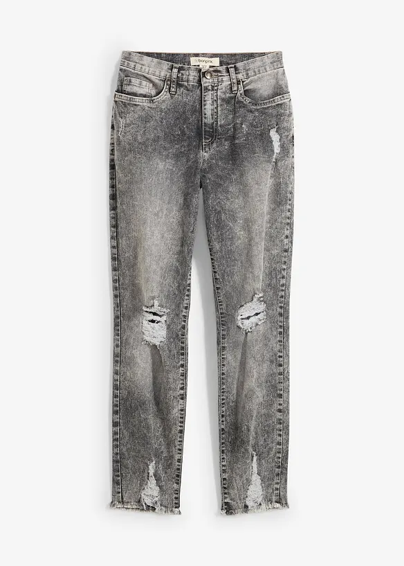 Mom jeans met destroyed effecten, high waist, bonprix