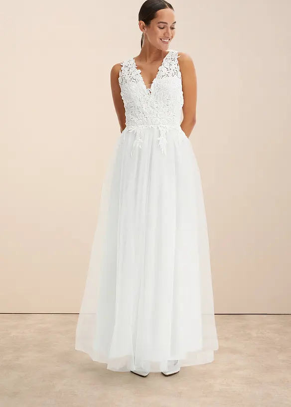 Trouwjurk met kant en chiffon, bonprix